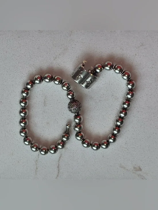 Pandora Sterling Silver Bead and Pave Bracelet - Picture 2 of 11